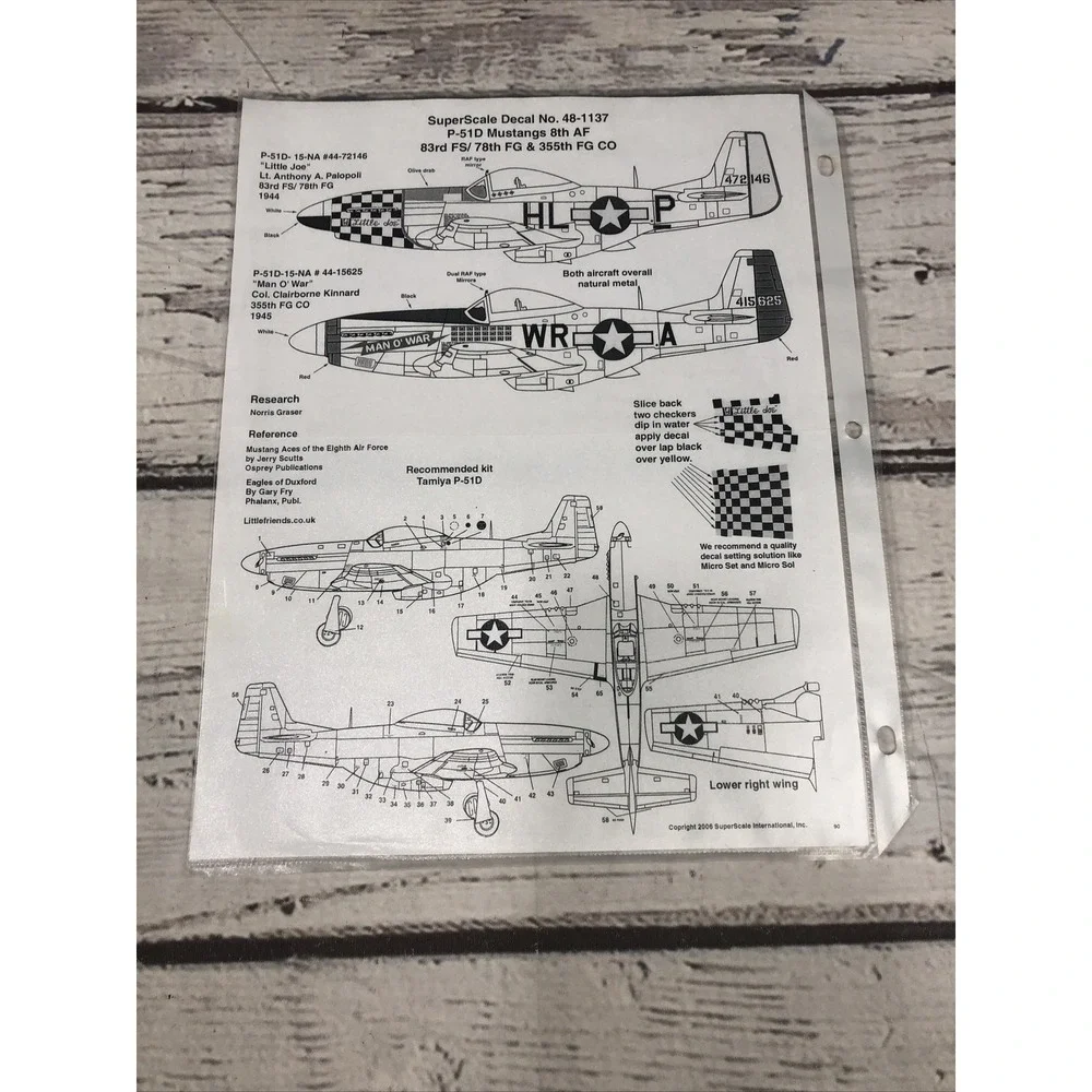 Superscale Decal 48-1137 P-51D Mustang 8th Air Force Man O'War and sheet new